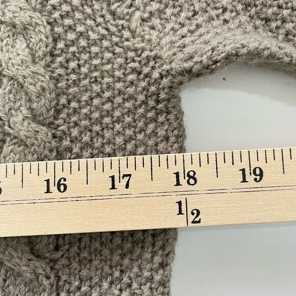 Brooks Brothers Chunky Cable Knit Sweater 100% Wool Taupe V Neck Women S Vintage - Picture 7 of 10